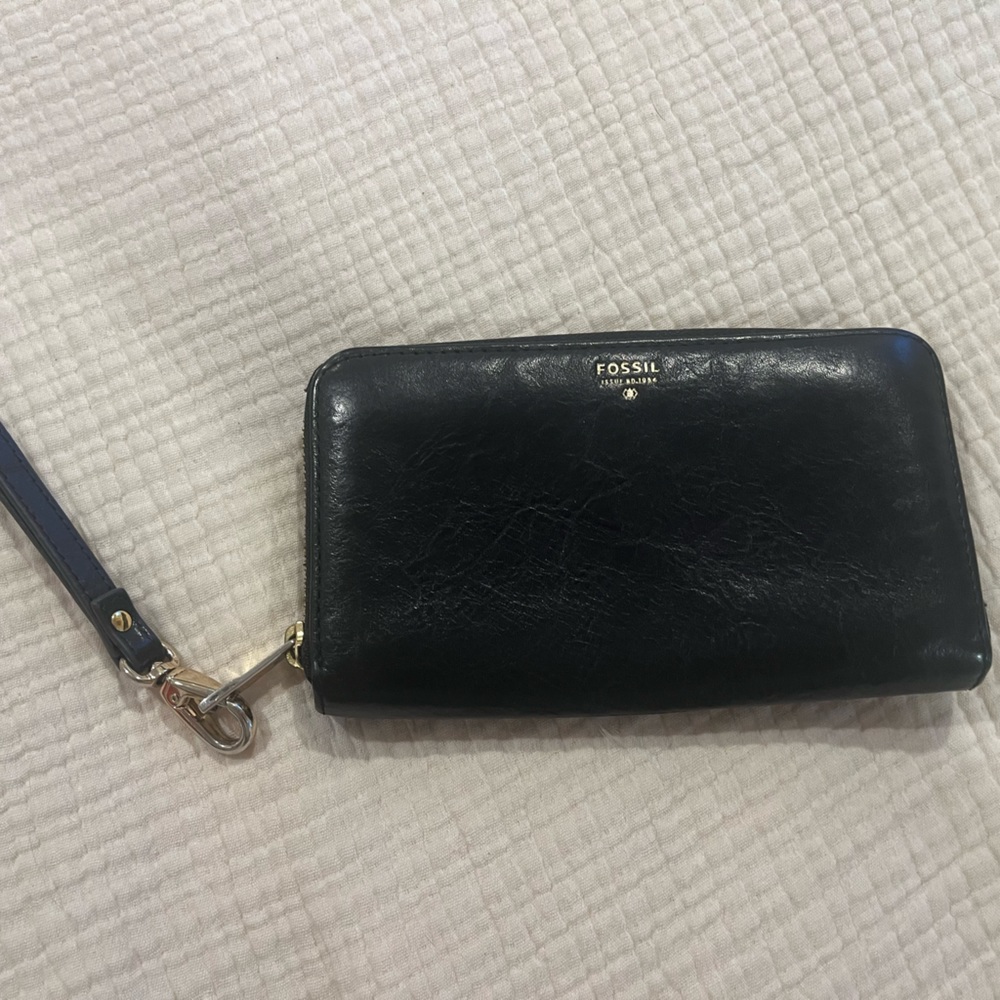 Black Fossil Wristlet